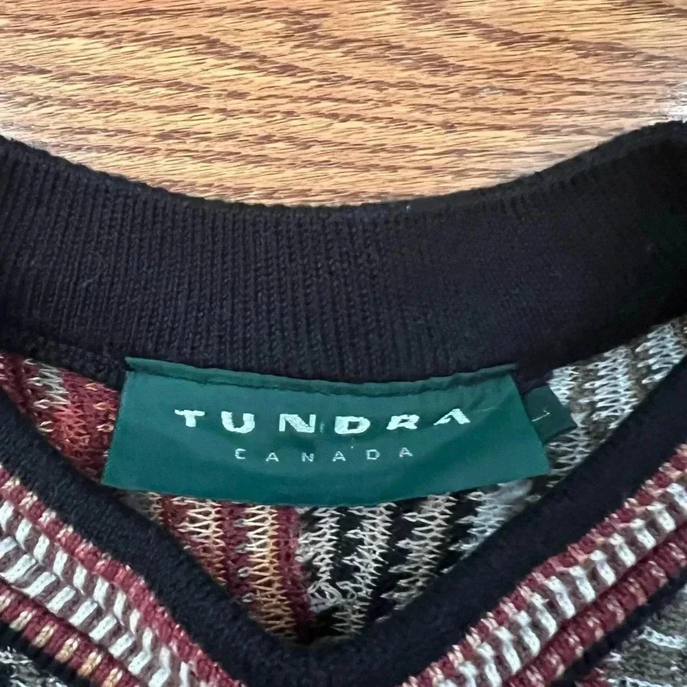 Vintage 90s Tundra Coogi Style Cable Knit Sweater Sz L - Picture 4 of 9
